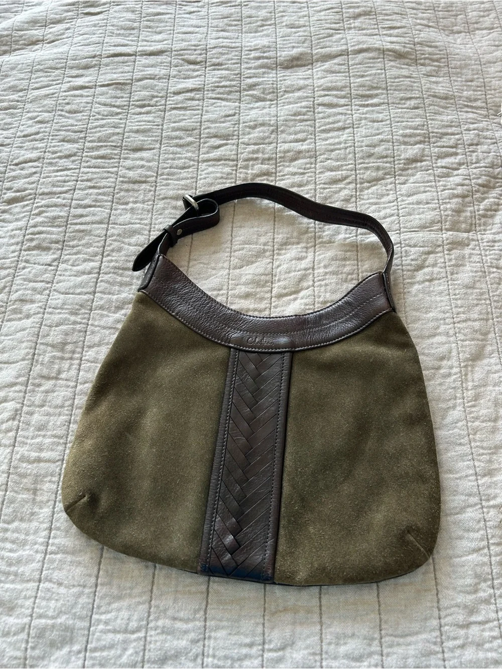 Cole Haan Olive Green and Dark Brown Hobo Bag